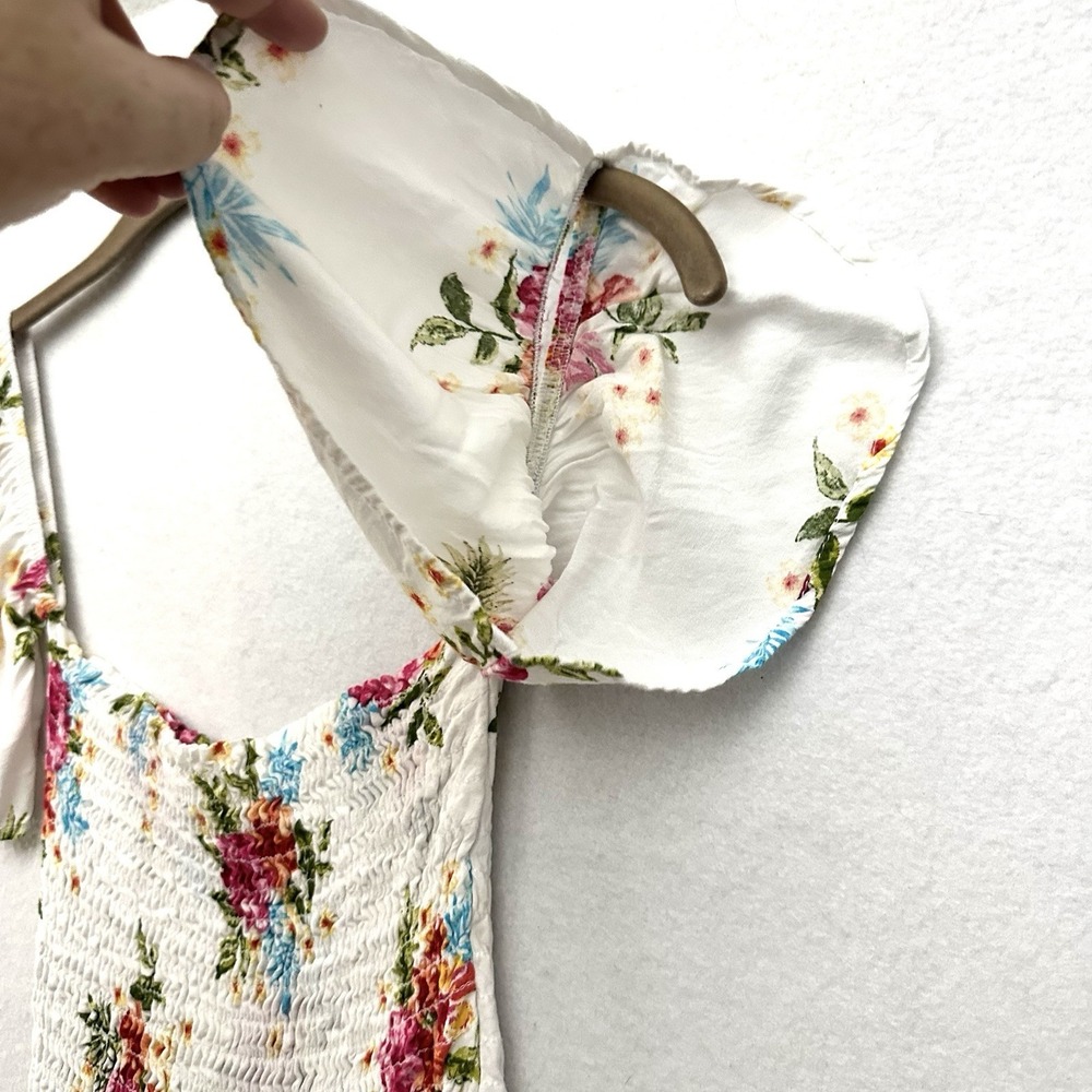 Lucy Love S Small Off the Shoulder Maxi Hi-low Athena‎ Dress Smocked Slit Floral - Picture 3 of 10
